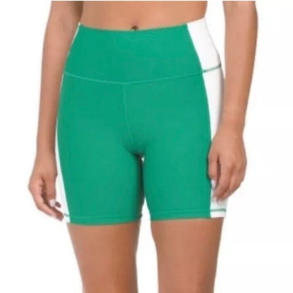 Wilo The Label Ribbed Bike Shorts Womens Size S Emerald Green Stretch High Rise